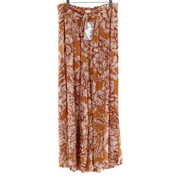Band Of The Free Arizona Gold Floral Wide Leg Pant Womens L Boho Bohemian Hippie - Picture 2 of 12